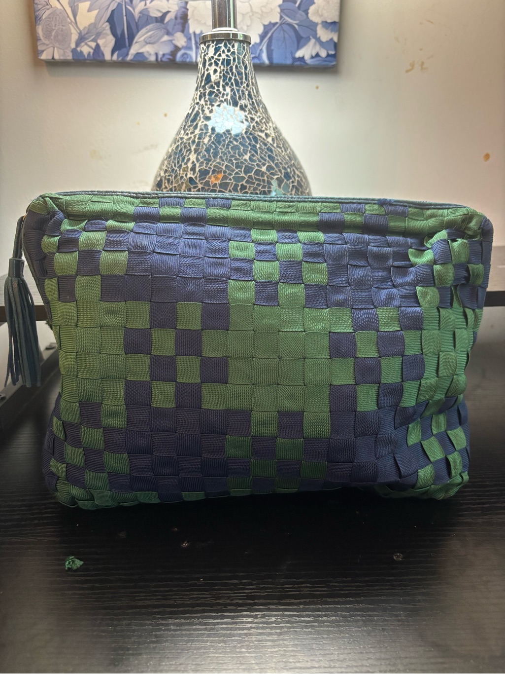 Bottega Veneta Green And Blue Woven Clutch